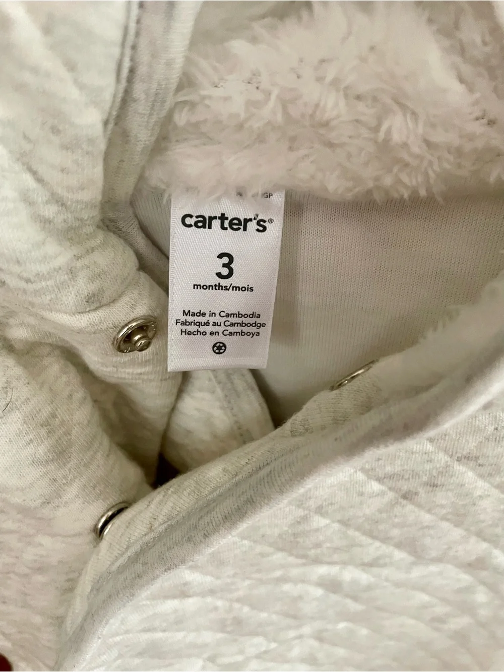 Carter's Cream/White Quilted Baby One-Piece Bodysuit